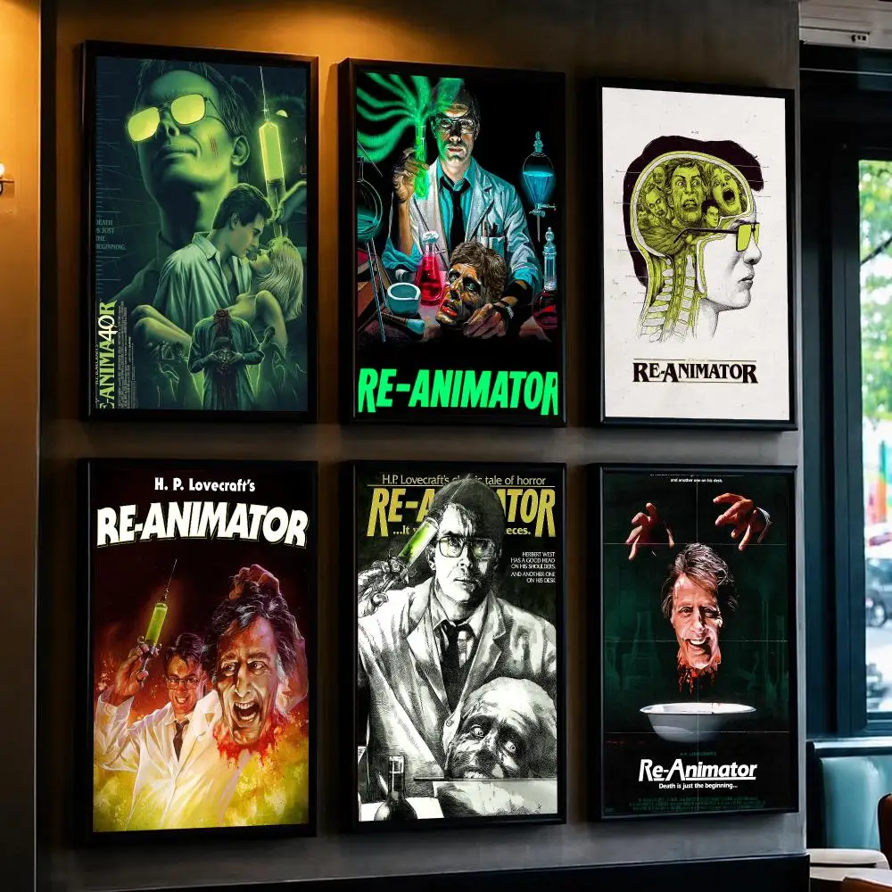 classic movie R-Re-animator 1985-R Poster Decorative Wall Art Sticker for Cafe Office Bedroom and Living Room