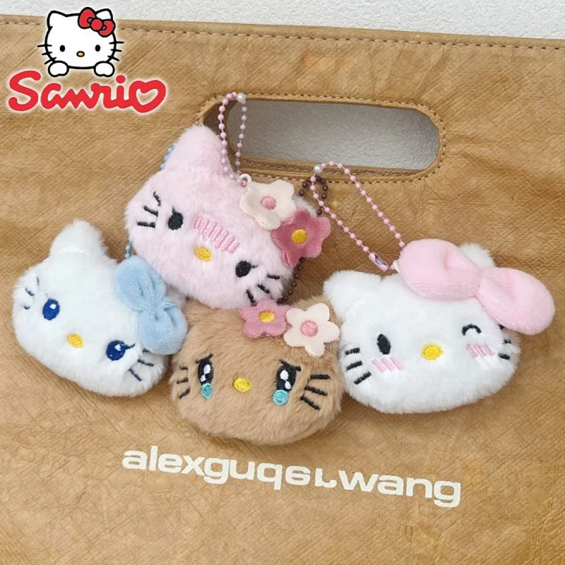 Kawaii Hello Kitty Plush Keychain Cartoon Sanrio Bag Accessories Doll Cute Anime Figure Key Chain Pendant for Girl Toys Gift