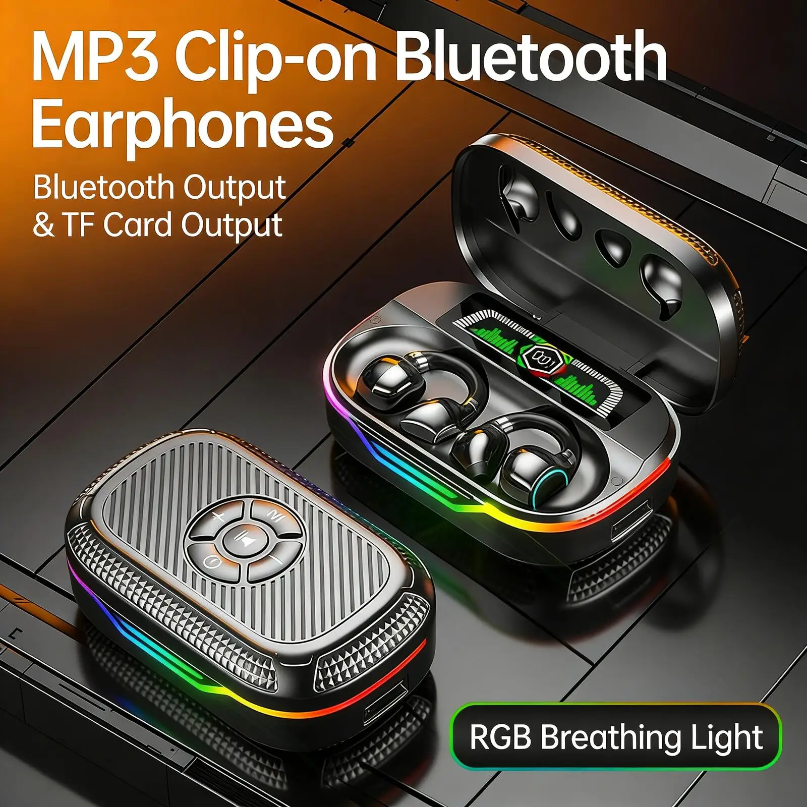 

Беспроводные Bluetooth-наушники с RGB-подсветкой, поддержкой TF-карт, MP3-плеером, длительным временем автономной работы, цифровым дисплеем и функцией игровой гарнитуры