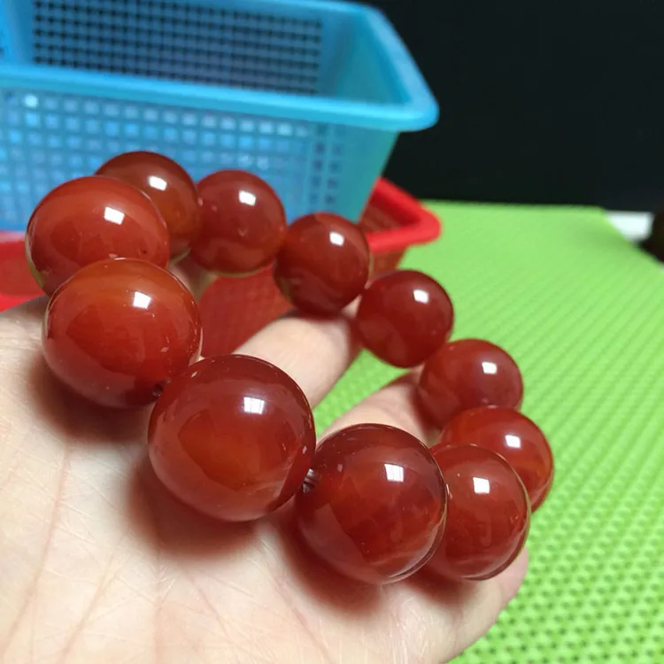 20mm Natural Red Agate Bracelet Men Women Healing Gemstone Fine Jewelry Genuine Grade A Red Agate Big Bracelets Bangles For Male