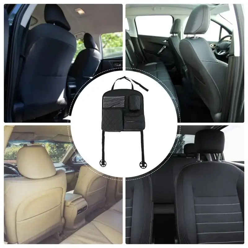 Organizador de asiento trasero para coche, bolsa de almacenamiento multifunción para asiento trasero, diseño de hebilla, herramienta de almacenamiento de vehículos para bebidas, aperitivos, papel