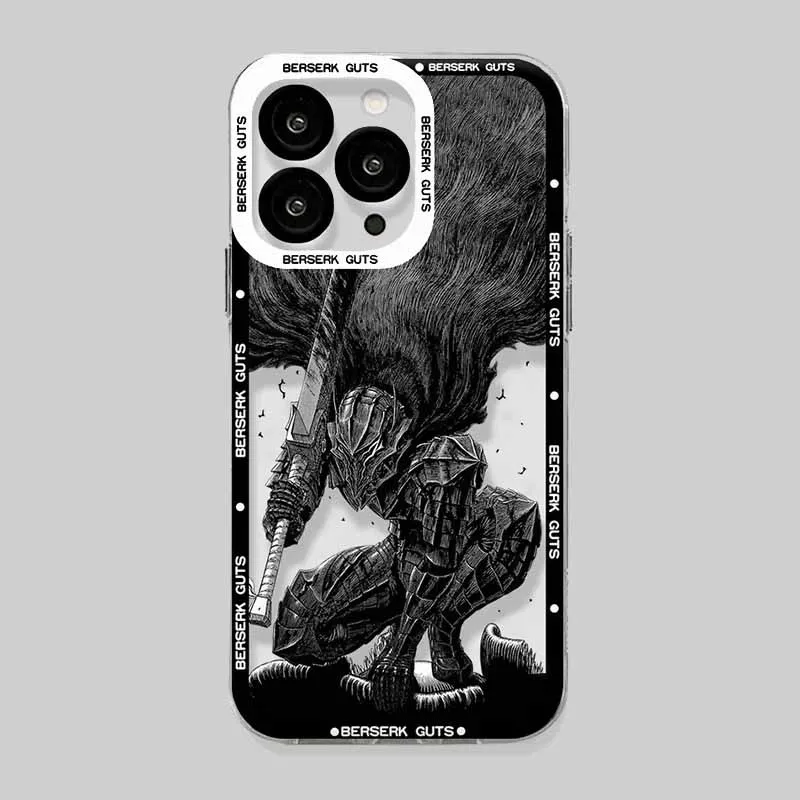 Anime Berserk Guts Comic Phone Case For iPhone 16 Pro Max 15 14 Plus 13 12 11 Pro XR XS X 8 7 SE 2020 Soft Silicone Back Cover