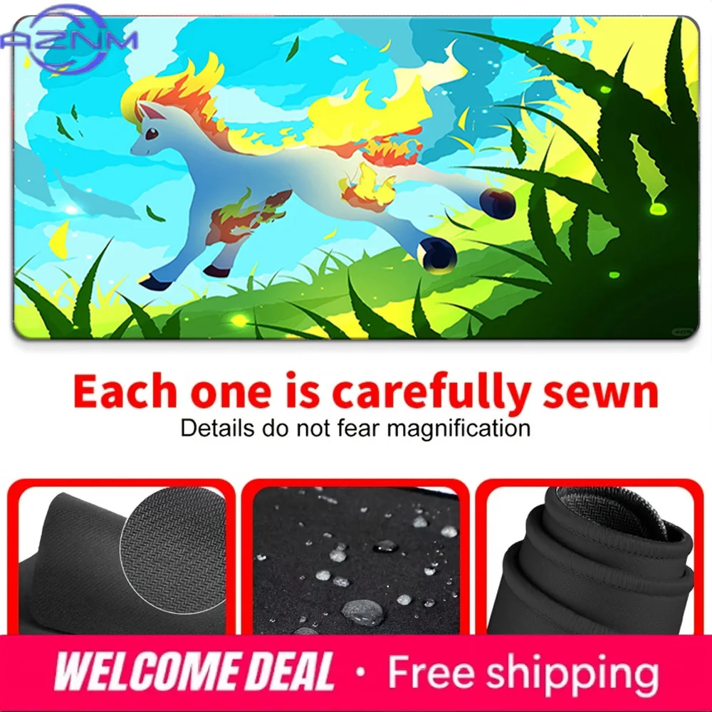 Rapidash Fire & Grass Gaming Desk Mat Non-Slip Washable view 4
