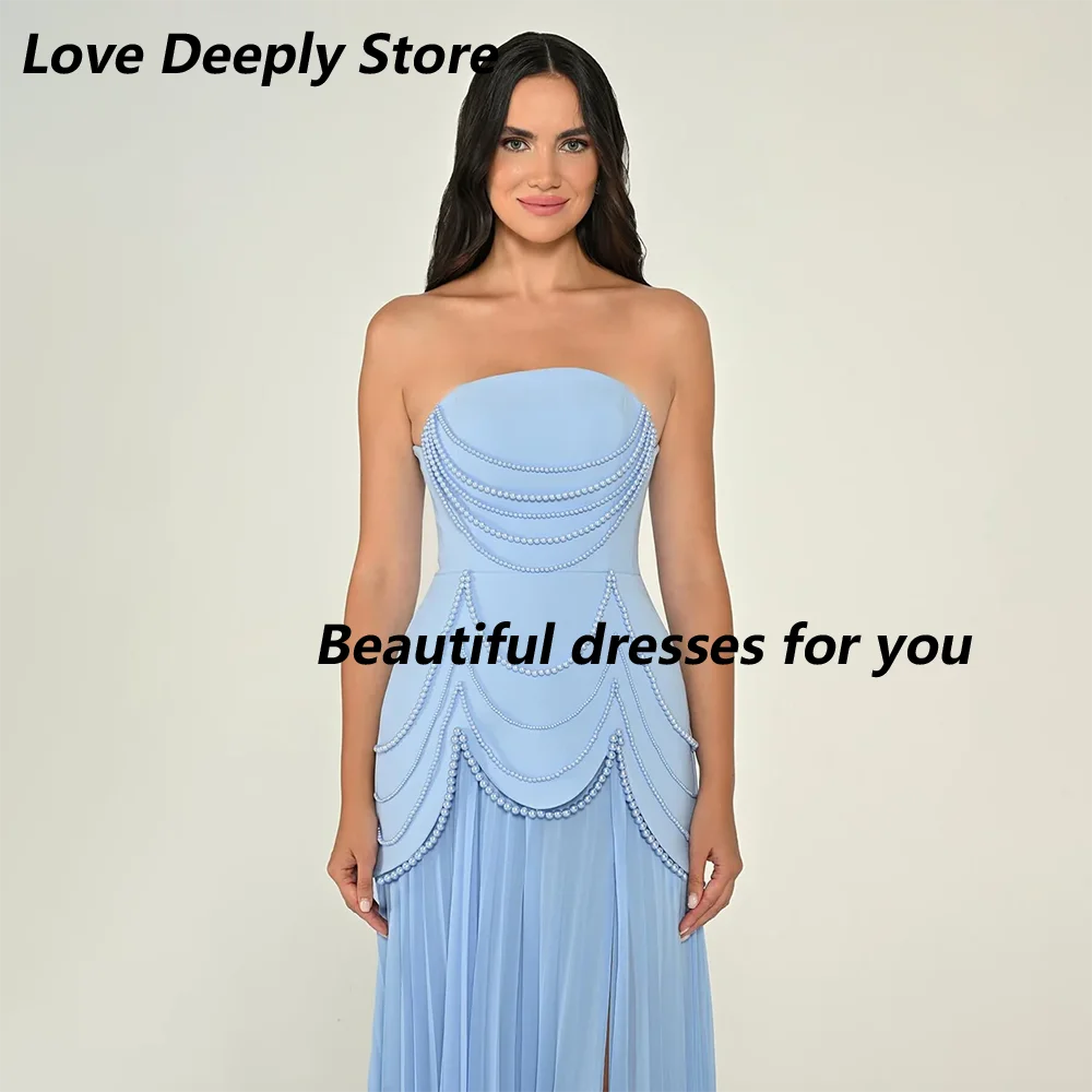 

Индивидуальное шифоновое вечернее платье без бретелек, А-силуэт, без рукавов, элегантное, для торжественных мероприятий, для женщин, 2026, длинное, в пол, для выпускного вечера