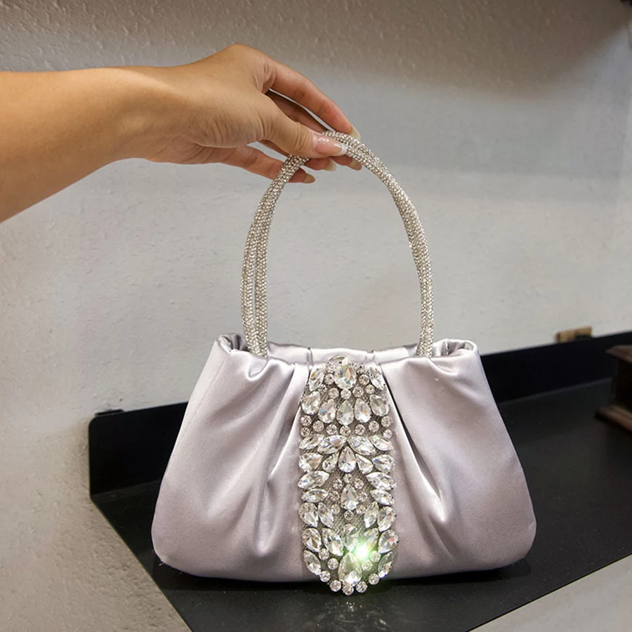 

Luxury Velvet Crystal Evening Bags Women Shiny Diamond Wedding Party Clutch Purse Women's Small Handbag Chains Shoulder Bag Sac