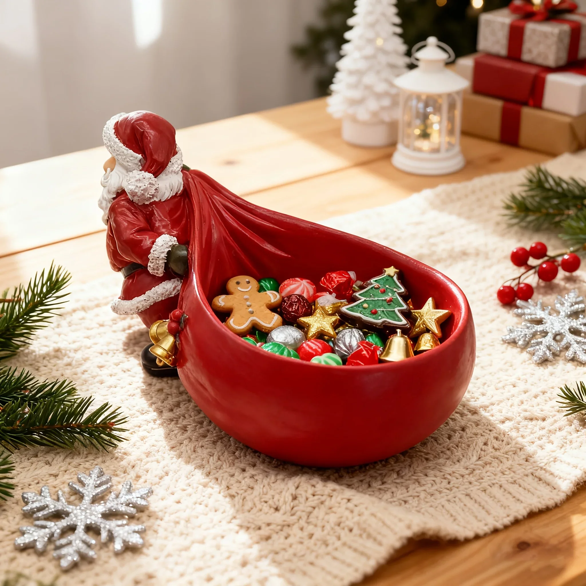Creative 1 Santa Claus Resin Figurine with Bag - Versatile Home Decor Perfect for Living Rooms, Home Decor Collectibles