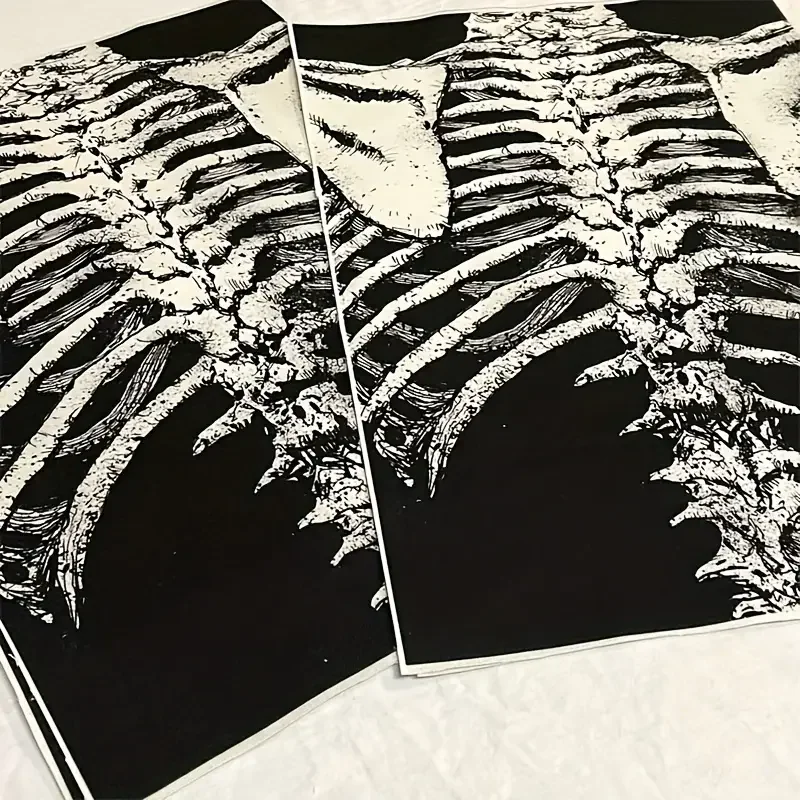 1PC Spine Skeletons Printed Large Back Patch Chest Radiograph Iron On Patches For Clothes Jacket Ribcage Bones Goth DIY Gift