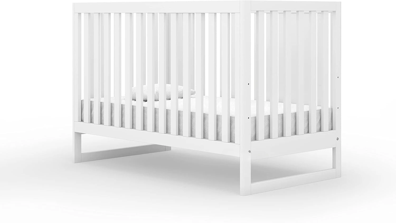 Convertible Crib - Newborn Essentials Bed Fits Standard Crib Mattress - Adjustable Bed Base - White