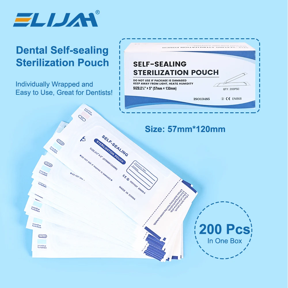 

ELIJAH 200pcs/Box Disposable Dental Self-Sealing Sterilization Bag Size Optional Tattoo Dental Nail Art Disposable Consumables