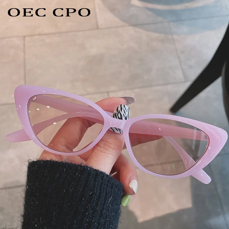 

OEC CPO Fashion Cat Eye Sunglasses Women Luxury Shades Multicolor Eyewear Female Ocean Lens Sun Glasses Personality Purple