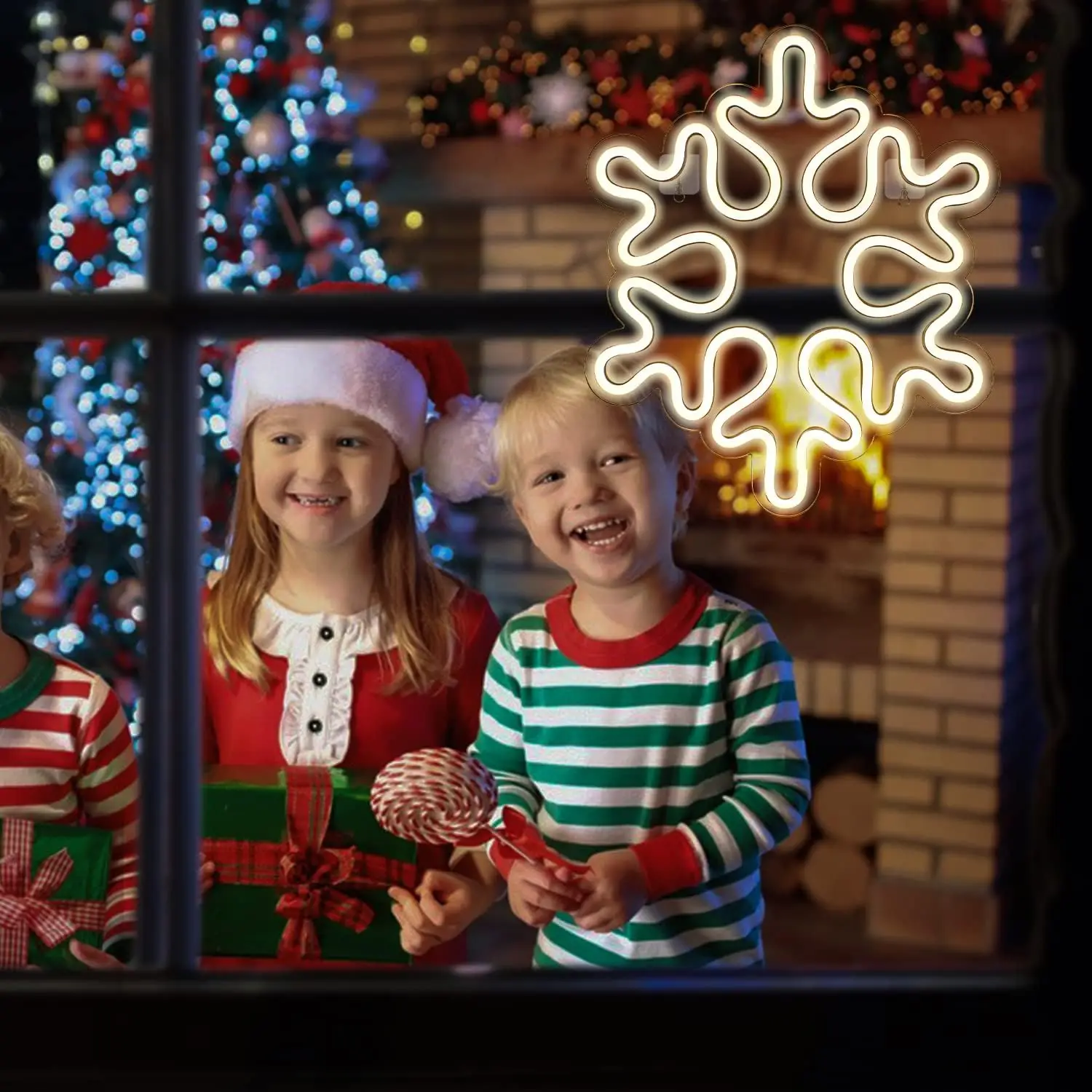 Enseignes au néon LED flocon de neige, lumière pour mur, fête d'arbre de Noël, décor à la maison, décor de chambre à coucher, cadeau de Noël