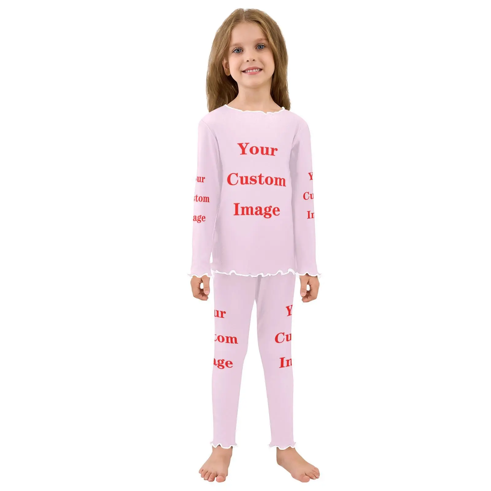 Spring Autumn Winter Full Sleeve Soft Custom Image Pajamas Sets for Girls Comfortable Children's Sleepwear Nightwear Loungewear