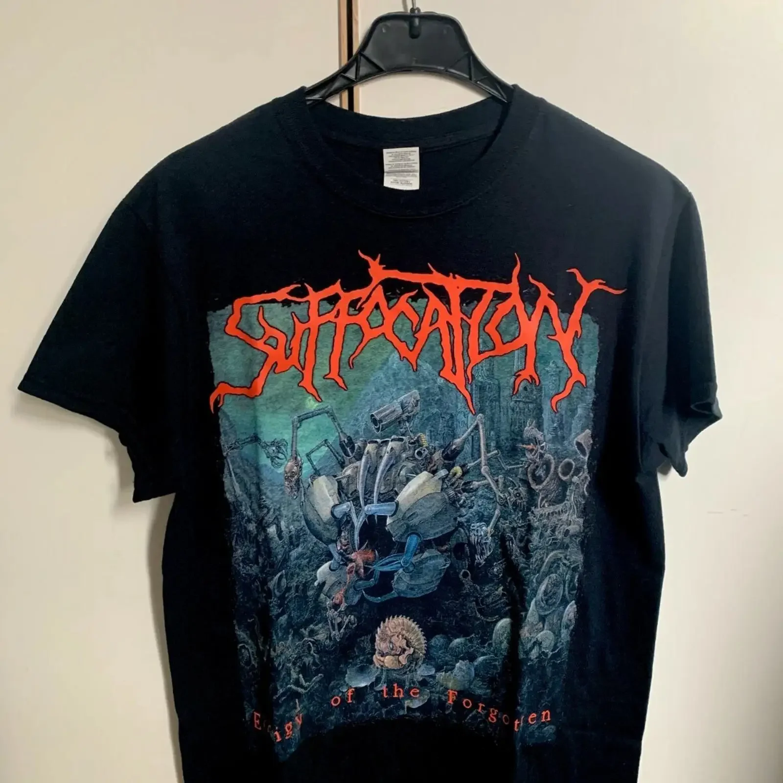 T Shirt Suffocation Heavy Metal Thrash Death Black Vintage S vintage Washed Soft designer clothes Stylish Unisex
