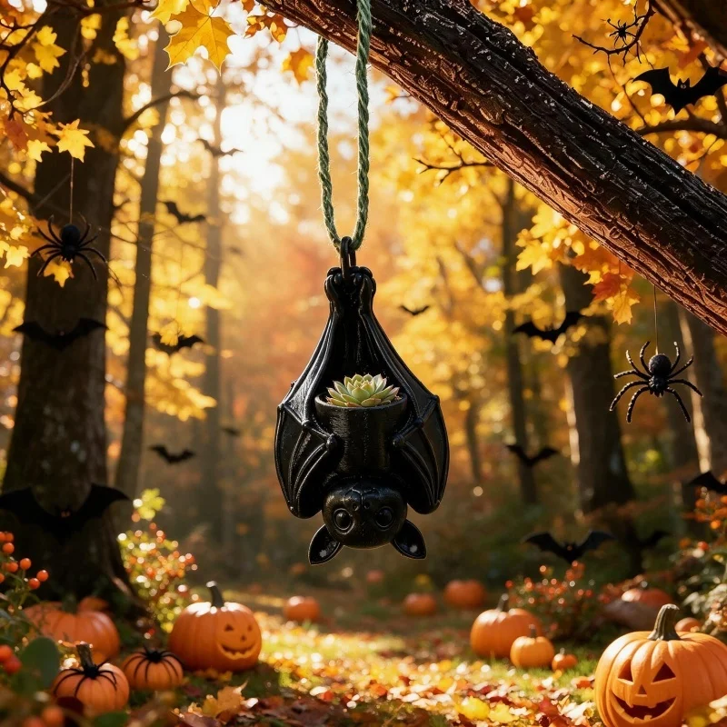 1pc-Bat-Shaped Planter (Plant Not Included) – Hanging Bat-Style Succulent Planter – Plastic Hanging Planter