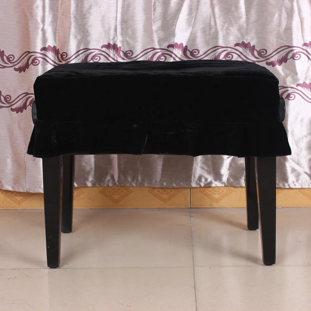 Pleuche Piano Stool Cover​ ​Black/Deep Red Breathable ​Bench Dust Cover​ ​Universal Piano Accessory ​Piano Chair Cover​