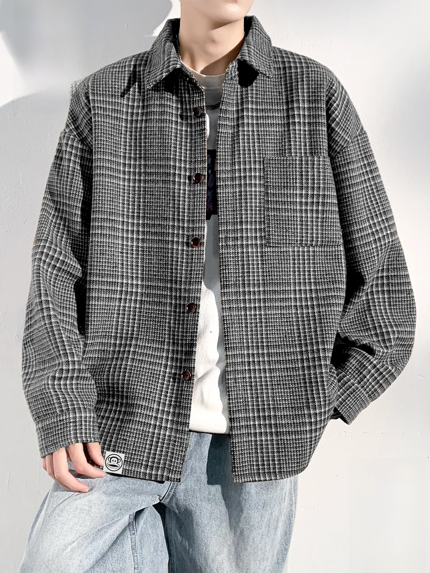 

PaulFrank Premium Men's Jaet Autumn Casual Loose Woolen Top Big Mouth Monkey Faion Brand Youth ular Cotton Blend Fabric