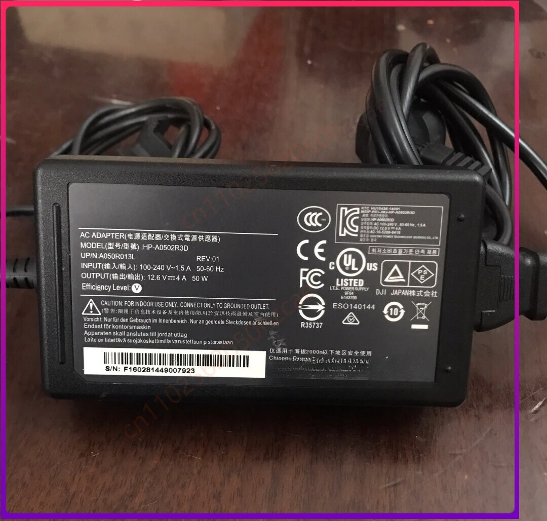 Second-hand For DJI HP-A0502R3D 12.6V 4A 50W Power charger /Power Cables/adapter/Phantom2V+