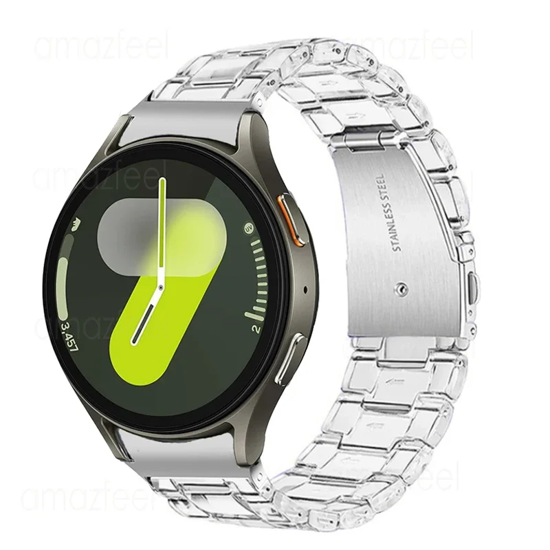 เรซิ่นใสสําหรับ Samsung Galaxy Watch 7 6 4 5 40/44 มม.นาฬิกาสมาร์ท galaxy watch 5 pro 45 มม.ไม่มีช่องว่างปลายโค้งสร้อยข้อมือ