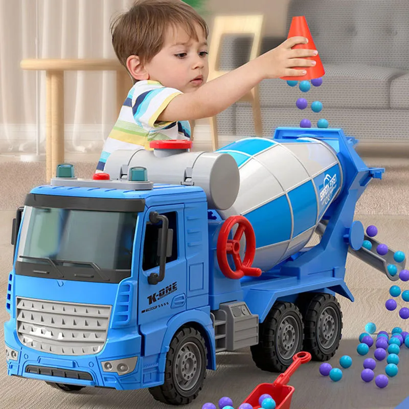 Simulation Inertial Engineering Truck Cement Mixing Discharge Acousto-optic Concrete Set Toy Car Toys for Kids 2 To 6 Years Old