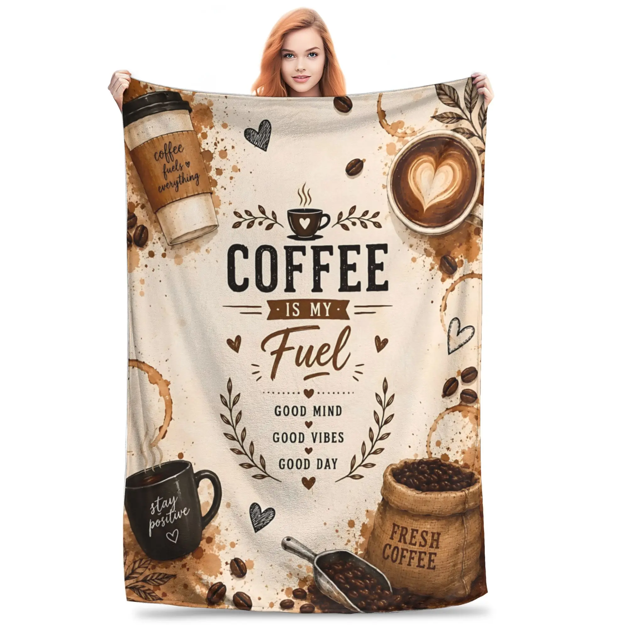 1PC Home Coffee Aesthetics and Vibes Daily share ideas Blanket Throw Blanket  Novelty Warm Blanket All Season Halloween Thanks