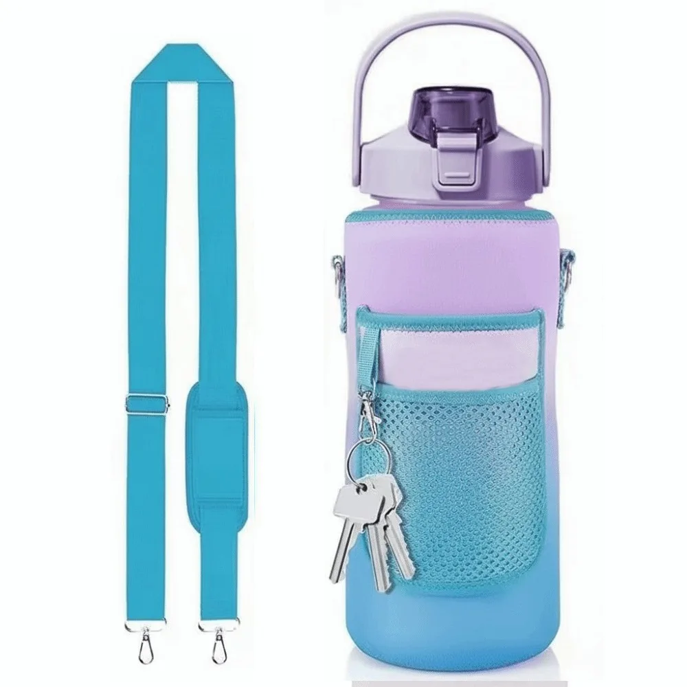 

2L Capacity Water Bottle Cover Gradient Color Half Gallon Insulator Sleeve With Strap Portable Design Thermo Pouch Camping