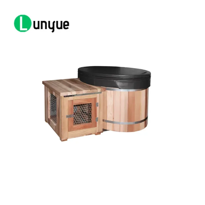 Portable Wooden Ice Tub for Adults Outdoor Thermal Insulation Design Large Capacity Beer Wine Cooler Bucket for Party Camping
