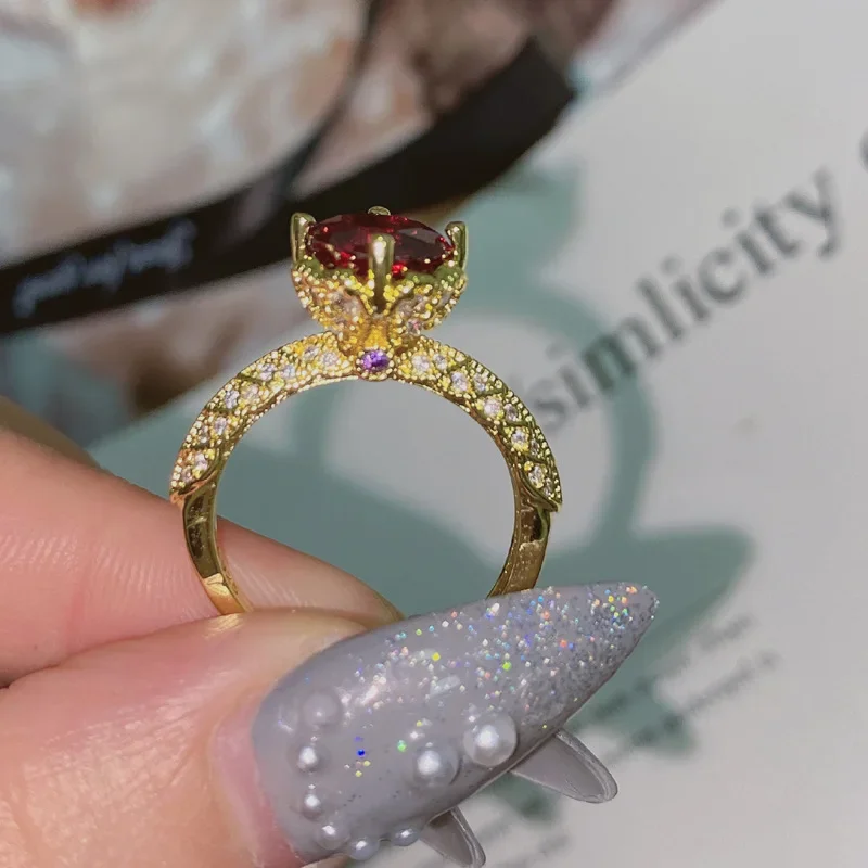 

MDLFES Mo!ssan Diamond Style Europe and the United States classic garnet red zircon Titok live new full diamond fashion