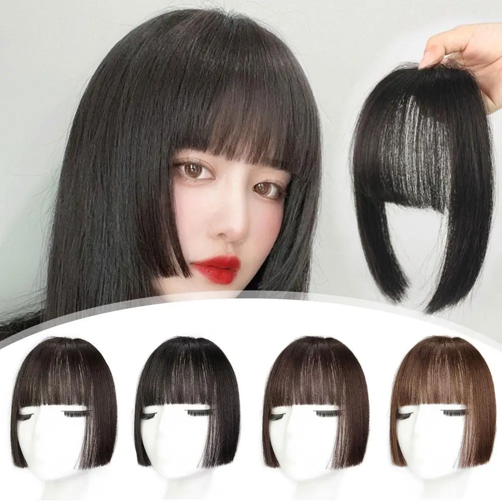 Synthetic Princess Cut Bangs Wig Natural Forehead Fake Bangs Side Perm Wig Piece Center Split Bangs Wig Women\'s Wig Piece