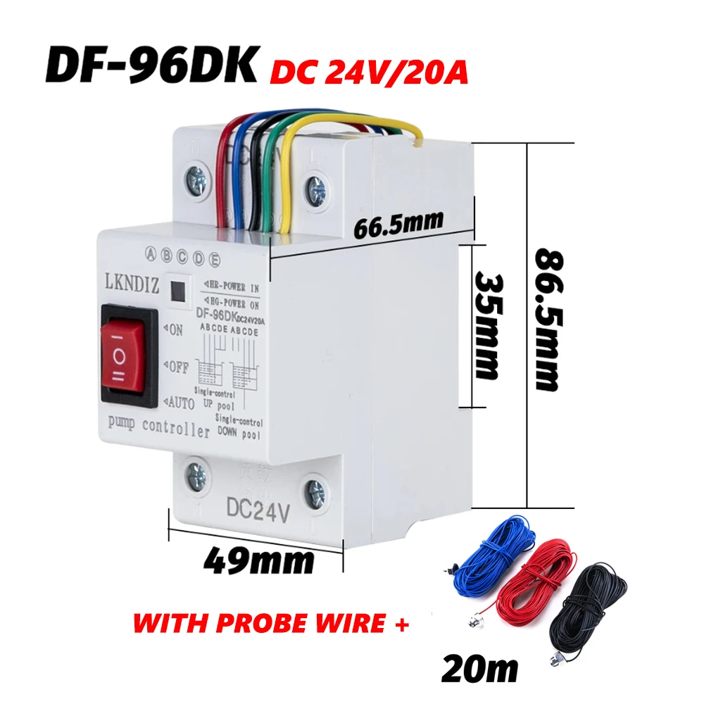 Imagem -06 - Interruptor de Controlador de Nível de Água Automático Sensor de Detecção de Nível Líquido Bomba de Água dc 12v 24v 20a Df-96dk
