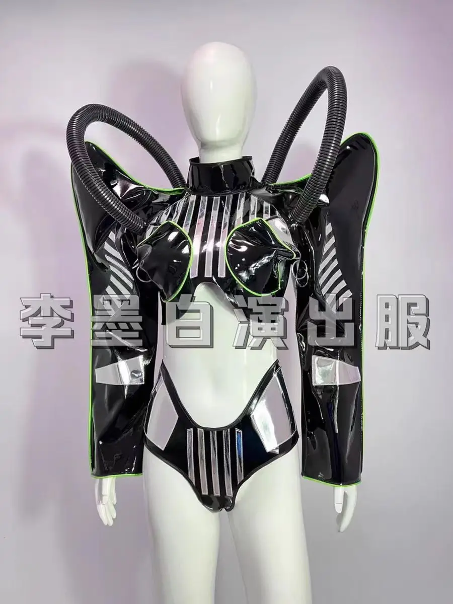 Nieuw gasmasker leer konijn technologie buitenaards sexy set bar nachtclubzangeres dansteam prestatiekleding feestthemashow