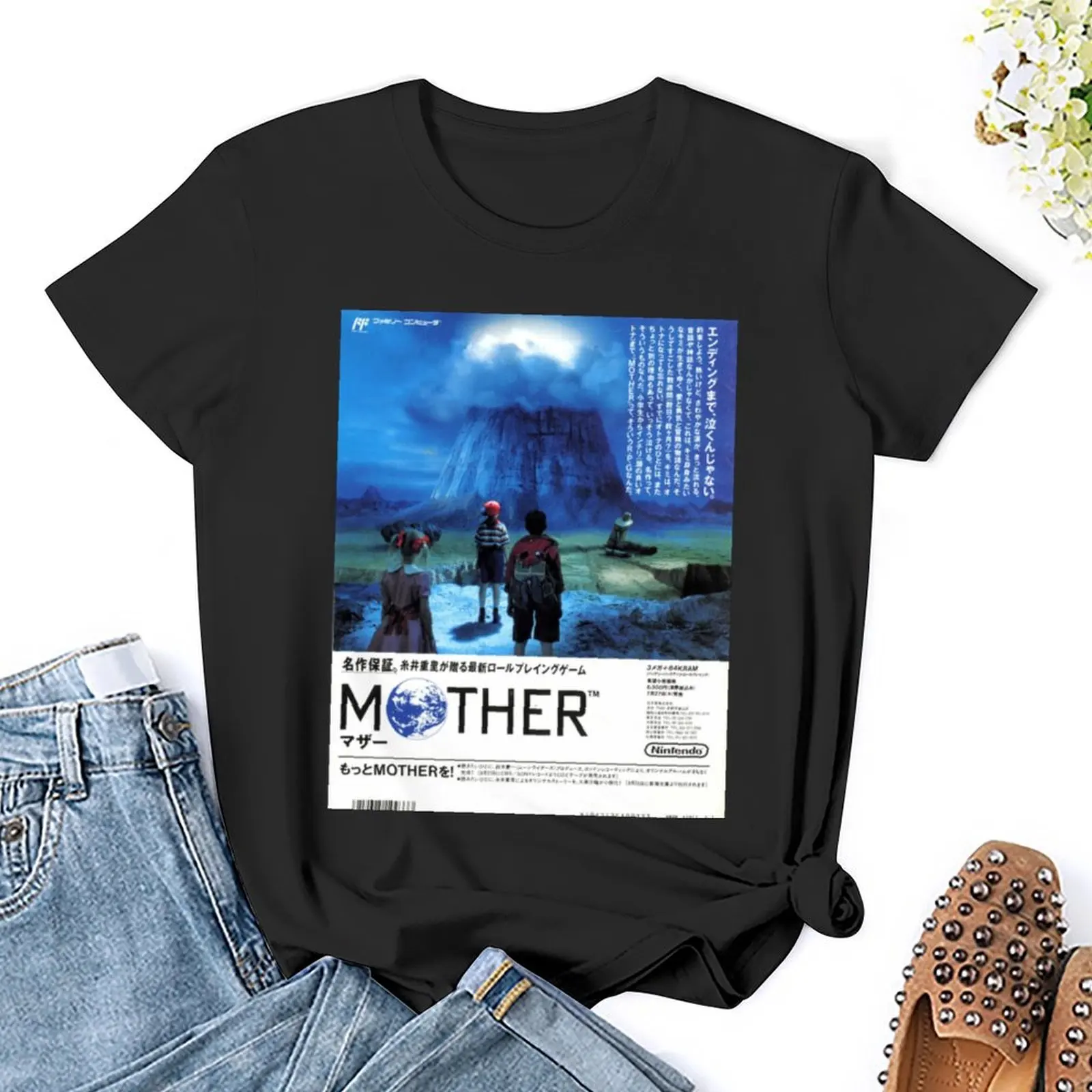 EarthBound Zero / Mother Japanese Advertisement T-Shirt funny cute tops tees Blouse korean Women's clothes