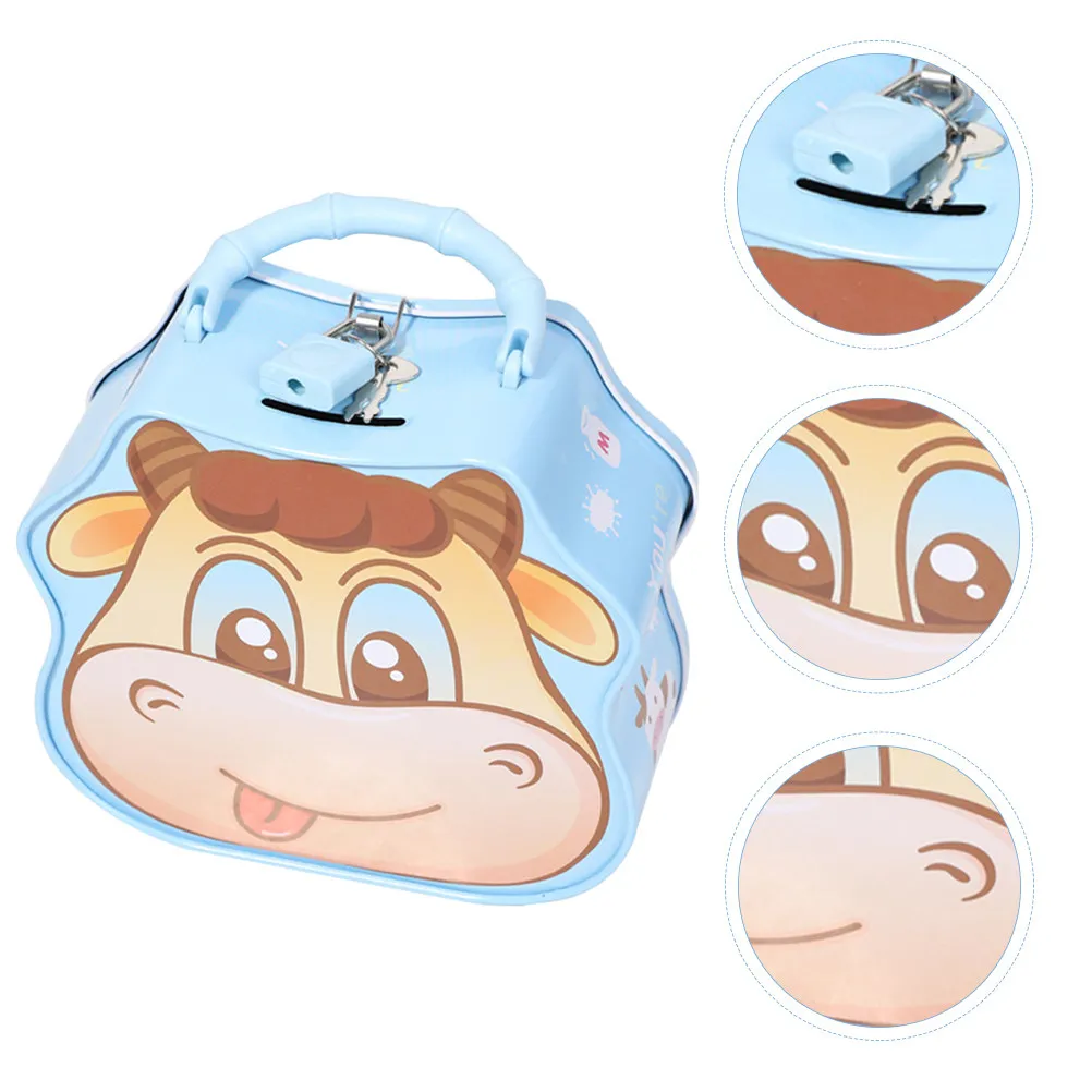 Creative Piggy Bank Milk Cow Tinplate Money Box Large Capacity Coins Bills Storage Lovely Cartoon Design Kids Financial Learning