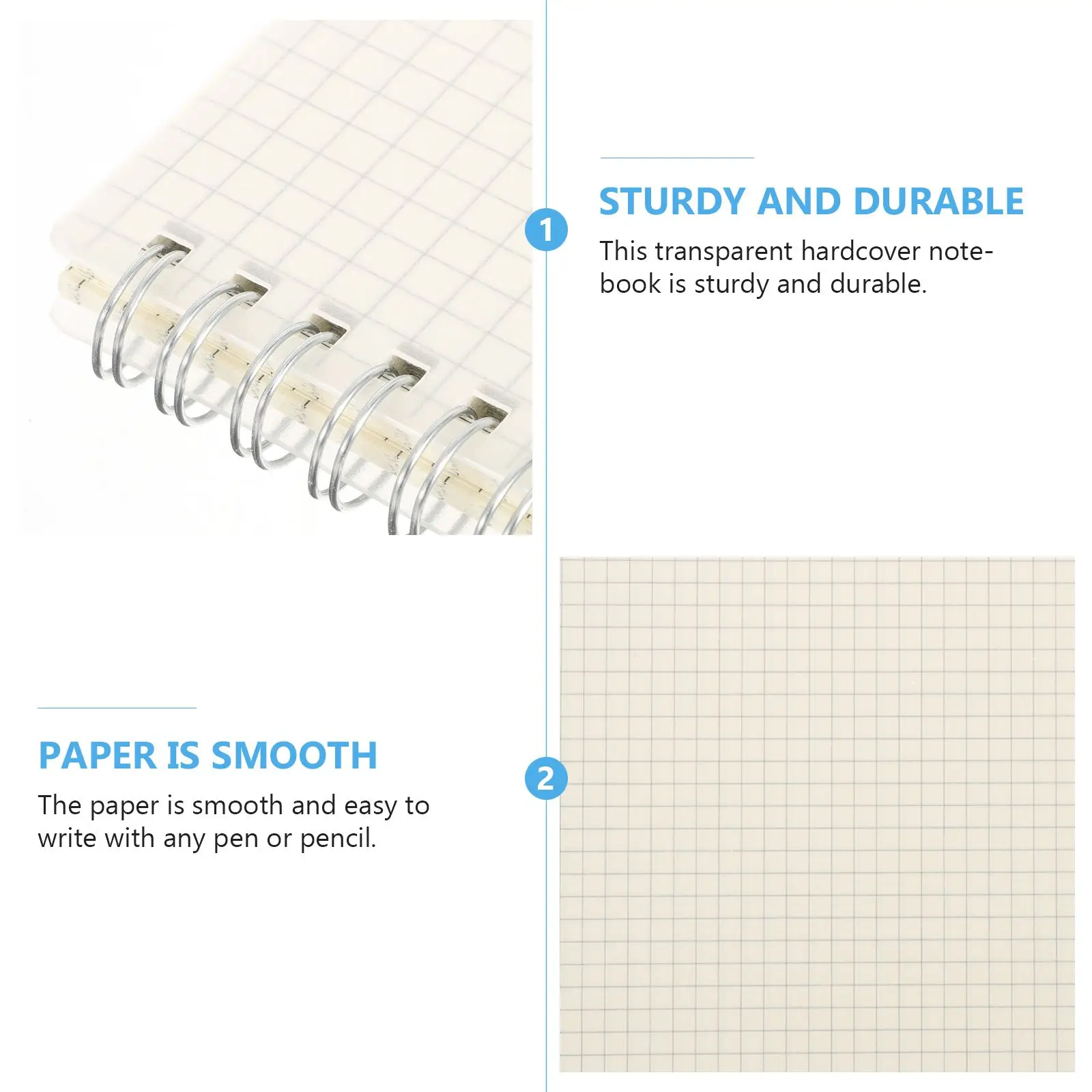 2Pcs Grid Notebook A5 Square Spiral Notebooks for Math Engineering Writing School Work Thick Paper Students Supplies