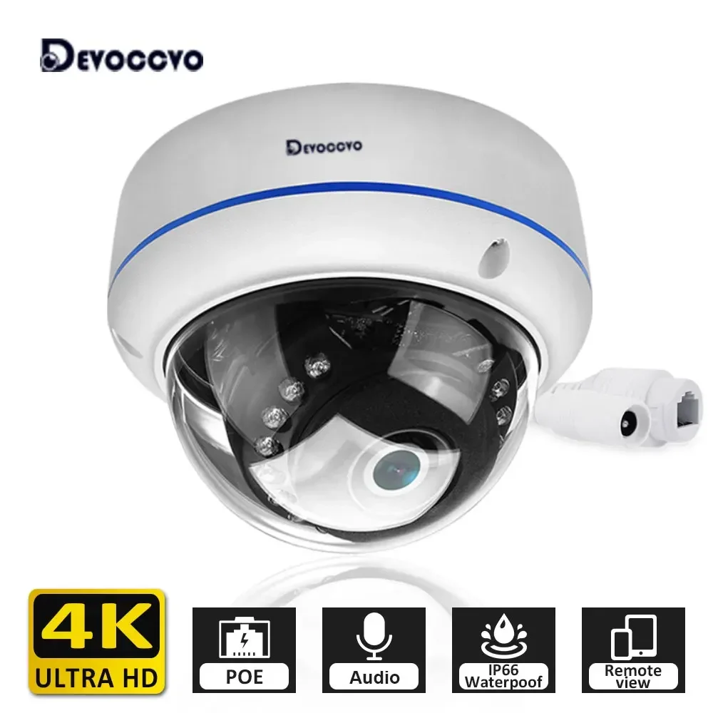

8MP 4K ONVIF IP Dome Security Camera Vandal-proof Waterproof Outdoor Dome POE Camera System Audio Record Motion Detection H.265