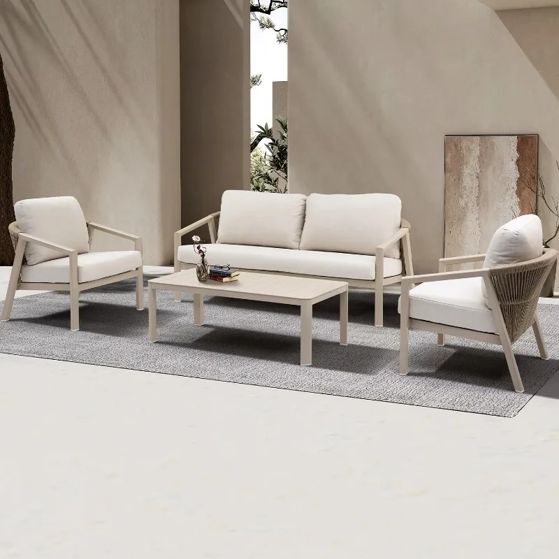 

Hotel Park Apartment Warehouse and Terrace Elegant Outdoor Aluminum Frame Rope Sofa Set Durable Garden Furniture