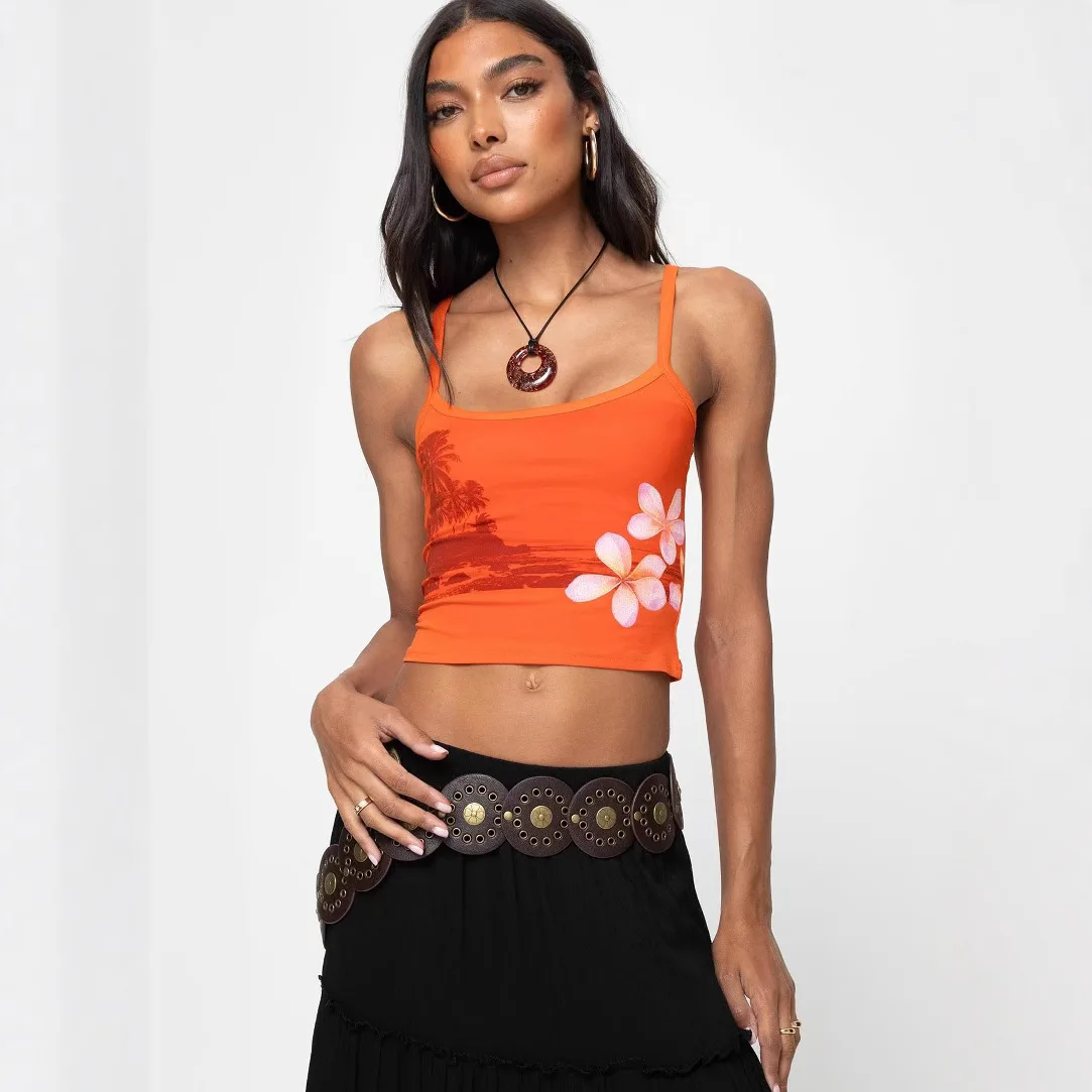 Faionable comfortabele sexy 3D-geprinte bandvest top dames zomer nieuwe collectie kleding kleine riem ontwerp