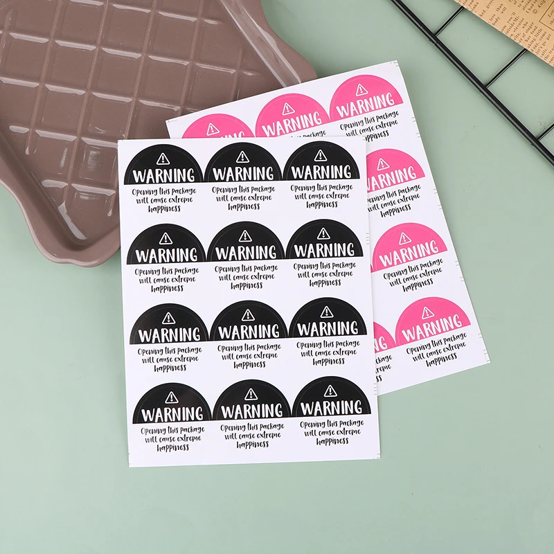 Etiquetas de advertencia de felicidad extrema, 120 piezas, negro y rosa, Adorable, 1,5 pulgadas, pegatinas de embalaje de agradecimiento, sello de sobre para envolver regalos