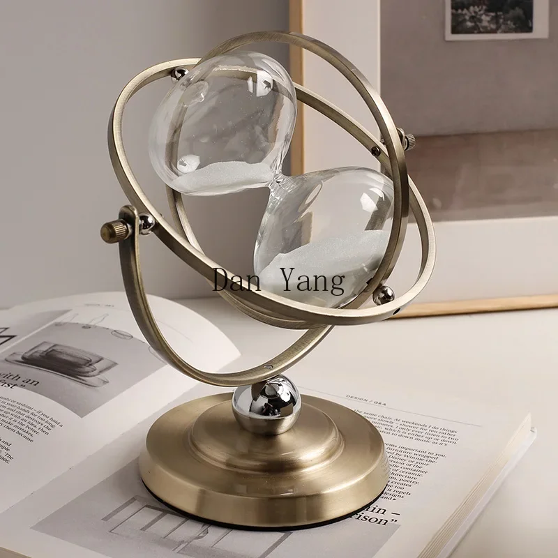 

YJ light luxury creative metal time hourglass ornament home office study desktop timer decoration soft decoration