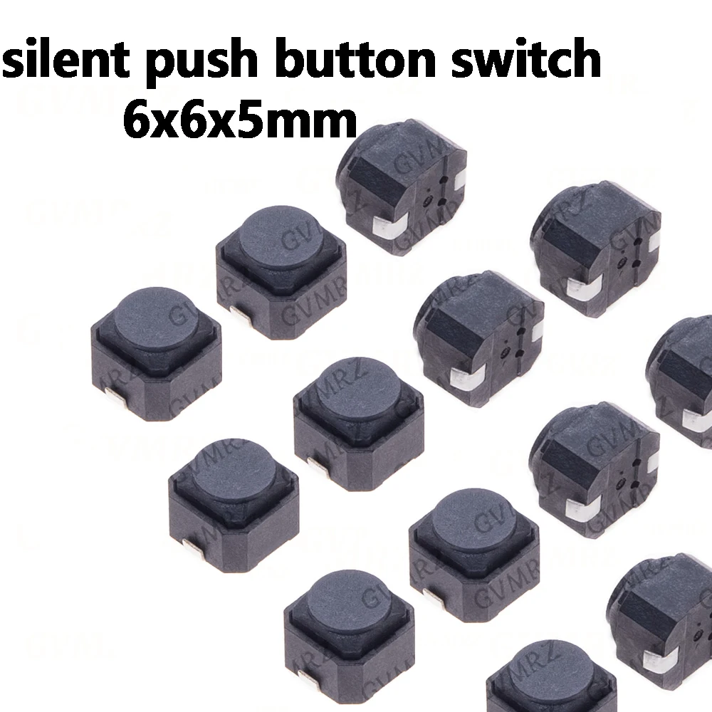 20PCS/lot 6X6x5 silent push button switch Micro key power tactile switches 6x6x5 6*6*5MM Light touch mute 6X6x5mm 2PIN SMD