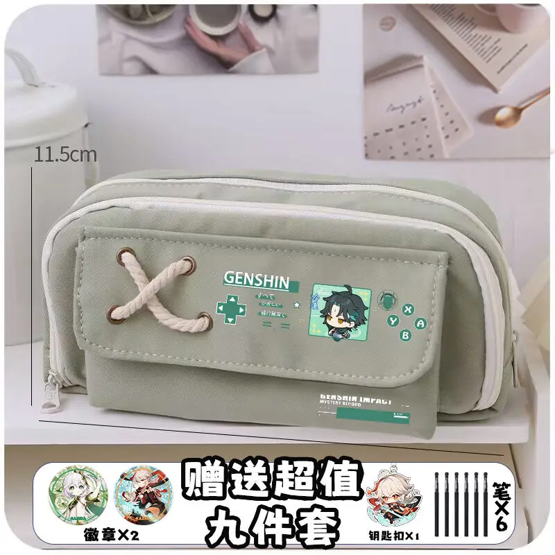 papelería divertid Genshin Impact pencil pouch xiao/Venti/Tartaglia/Diona/Hu Tao/ japanese stationery cute pencil case for girls