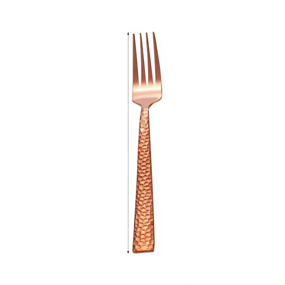 Chic Hammered Stainless Steel Cutlery Set Gold Plated Tableware Square Handle Flatware For Hotel Restaurant Table Decor