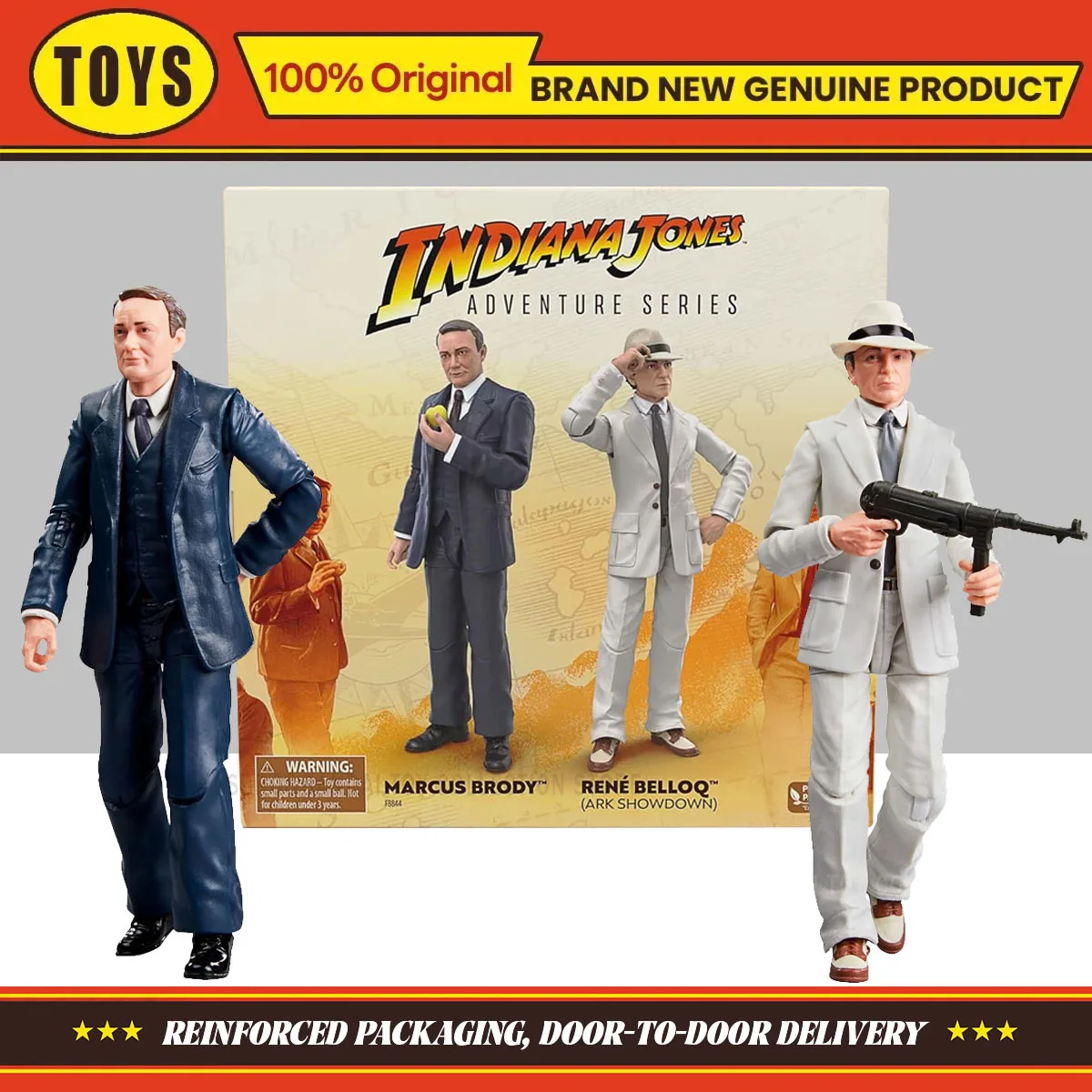 Em Estoque: Coleção de Figuras de Ação Hasbro Indiana Jones Adventure Series - Marcus Brody & René Belloq (Ark Showdown) - Modelo Original