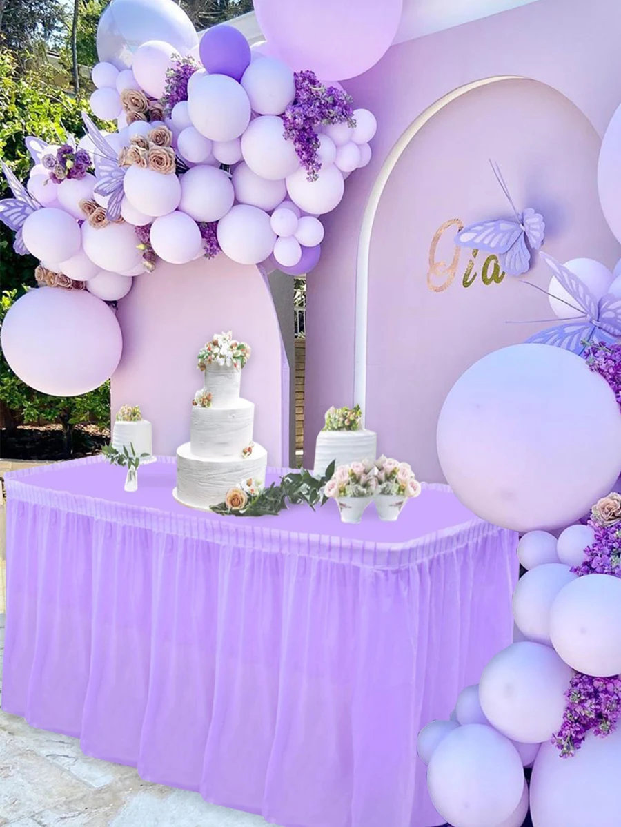 

Набор из 2-х фиолетовых прозрачных скатертей с рюшами для декора вечеринок