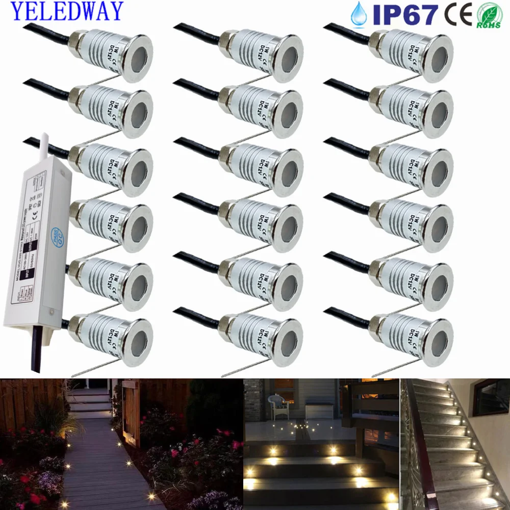 LED Deck Light Outdoor IP67 Waterproof 12V Recessed Garden Underground Lamp Path Spotlight Stairs Lights with Driver AC110-220V