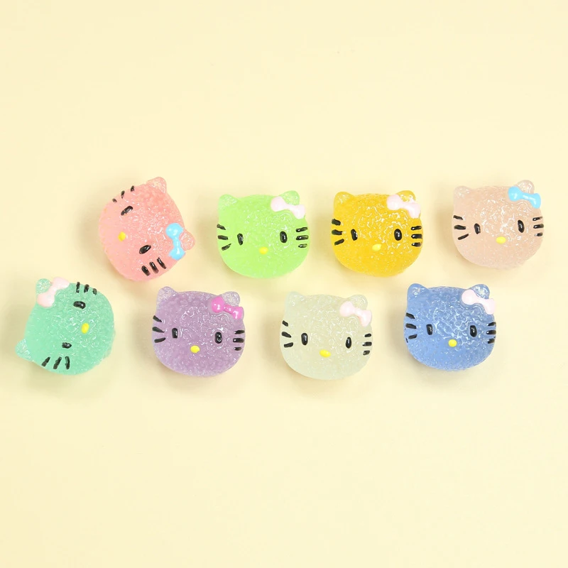 1/8PCS Luminous Sanrio Hello Kitty Ornament Mini Glow Pendant Micro Garden Craft Landscape Desktop Decoration