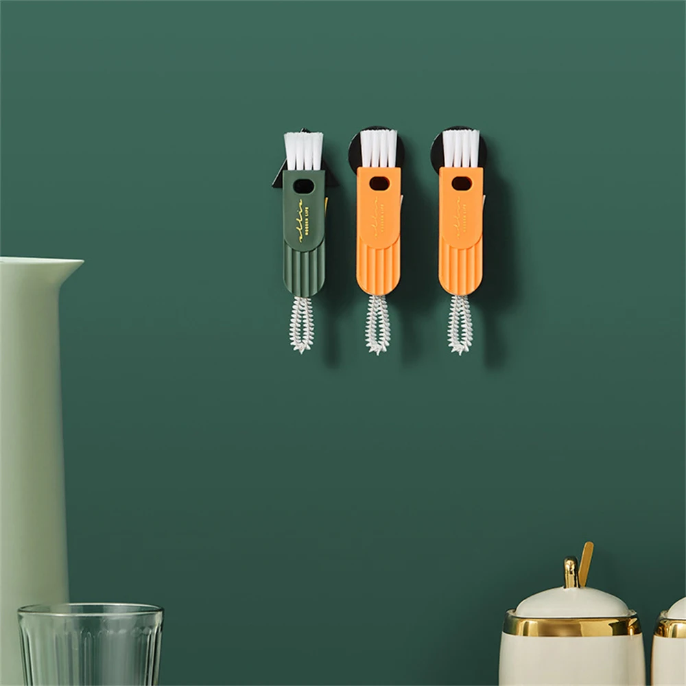 Three-in-one Cup Cleaning Brush Multifunctional Household Thermos Cover Gap Groove Cleaning Brush Baby Bottle Cleaning Tools