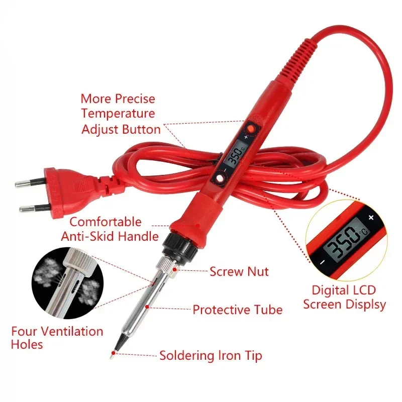 Set multimetro per saldatore elettrico kit saldatore con display digitale set di sacchetti di stoffa 80/60W