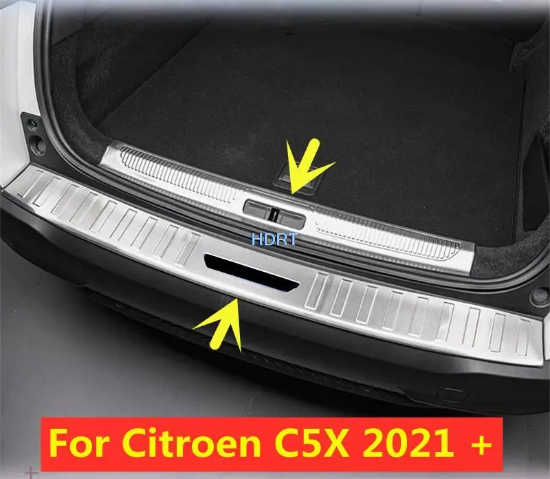 

Stainless Steel Black Silver Trims For Citroen C5X 2021 2022 2023 Car Style Rear Trunk Protector Plate Anti Hit Dust Sill Cover