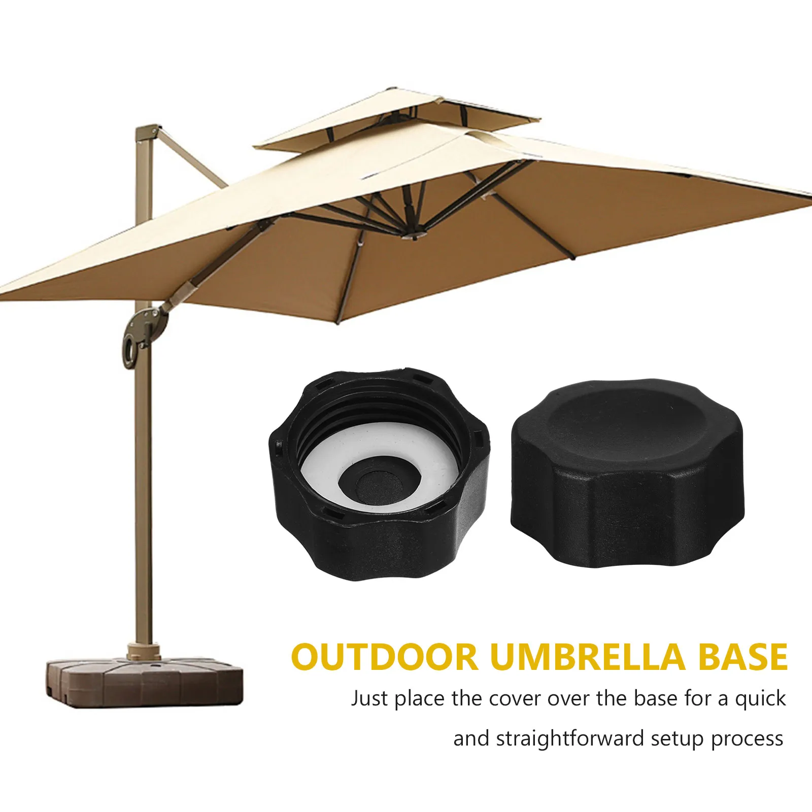 2Pcs Outdoor Umbrella Base Cover Black Drainage Hole Design Prevent Rust Water Accumulation Patio Umbrella Stand Water Filled
