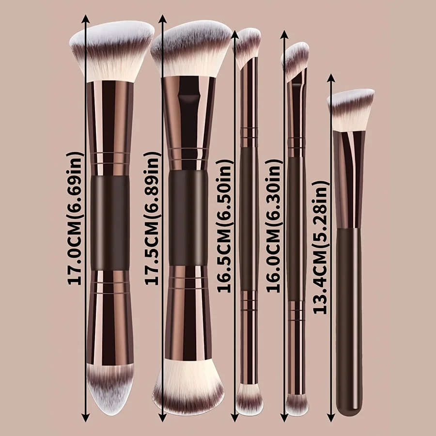 5pcs Jumbo Soft Makeup Brush Set Synthetic Bristles Non-Irritating Face Powder Rouge Eyeshadow Brush Complete Set Starter Afford